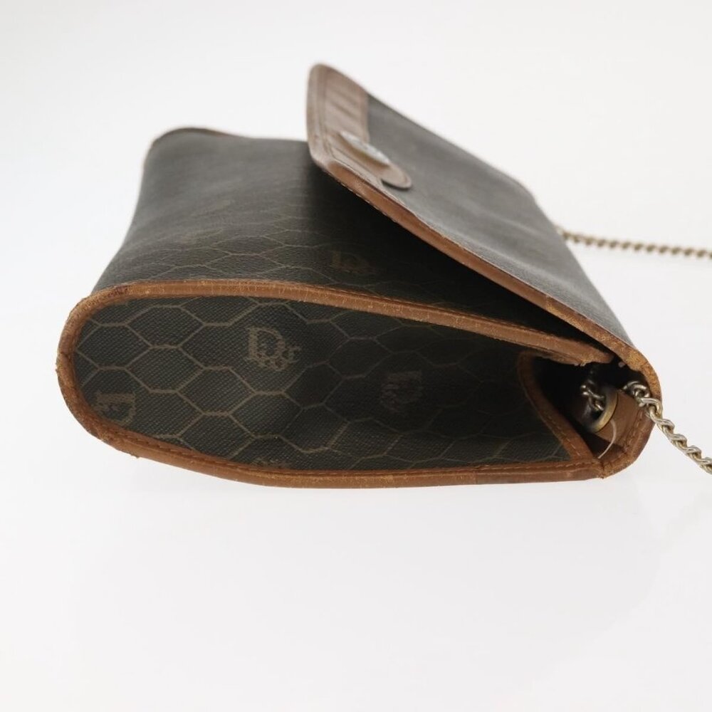 Authentic Christian Dior Honeycomb Canvas Shoulder Bag PVC Khaki Gold - Picture 10 of 16